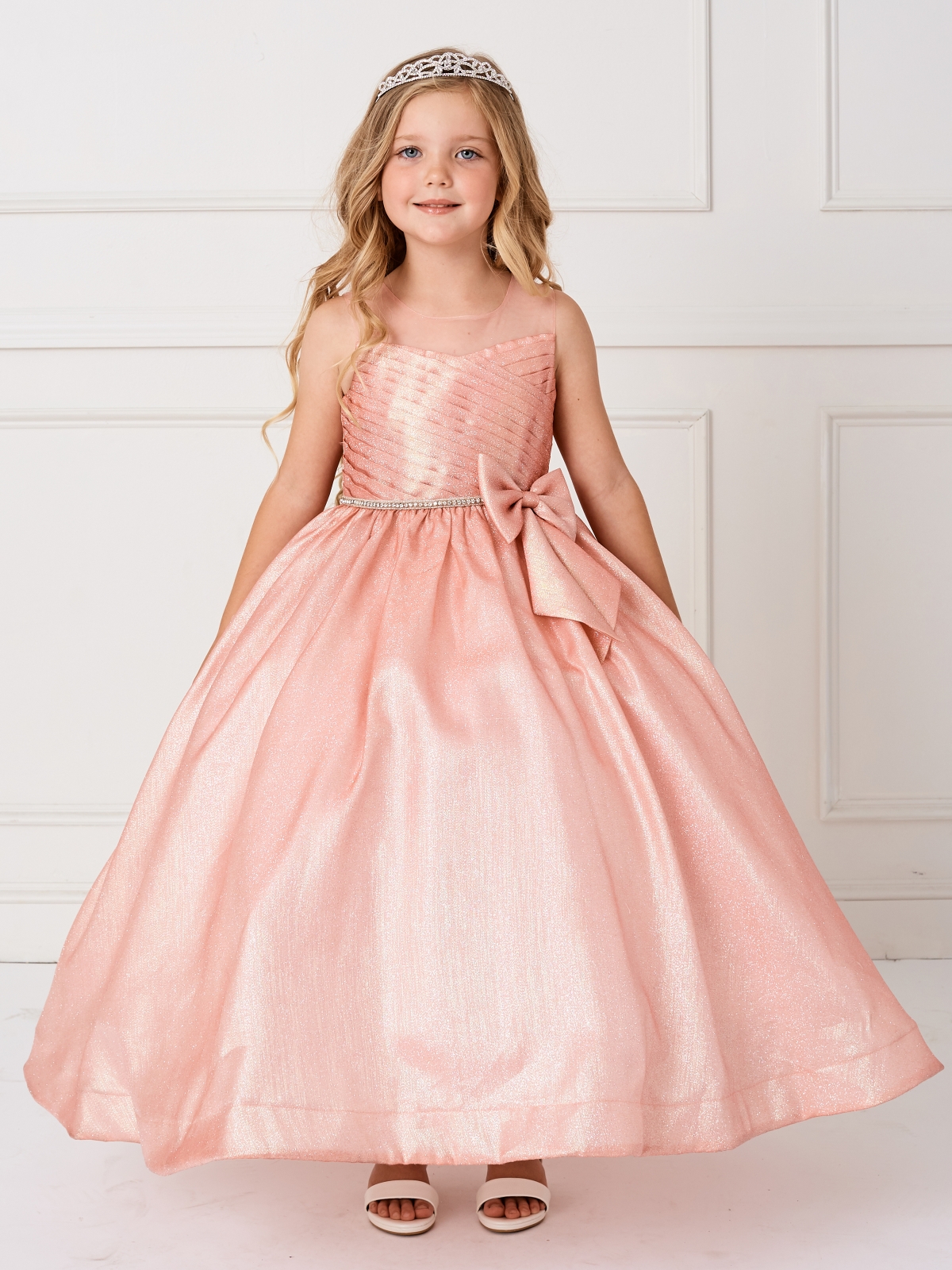 Elegant Sparkling Sleeveless Knee Length Flower Girl Blush Formal Dresses Elegant Sparkling Sleeveless Knee Length Flower Girl Blush Formal Dresses