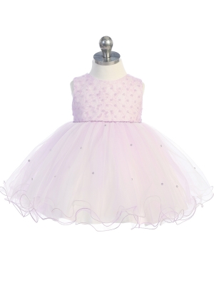 Girls Dress Style  5782 - Beautiful Infant Dress with Lace Bodice and Scattered Pearls on the Crissc