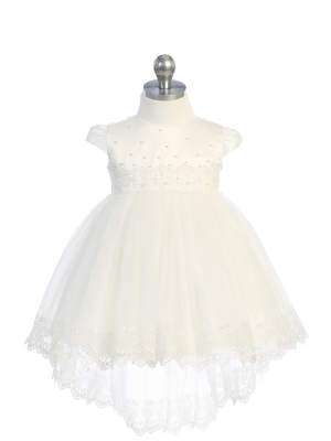 Girls Dress Style 5788 - Infant Dress with Lace on Waistline and Hem on the Train in Choice of Color