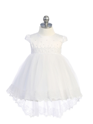 Girls Dress Style 5788 - Infant Dress with Lace on Waistline and Hem on the Train in Choice of Color