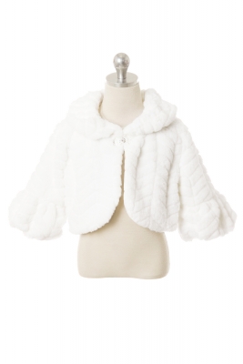 Girls Jacket Style 90007 - Elegant White Faux Fur Jacket