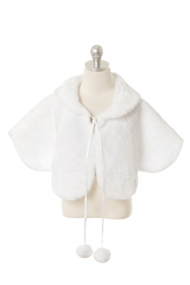 Girls Jacket Style 90008 - Elegant White Faux Fur Cape
