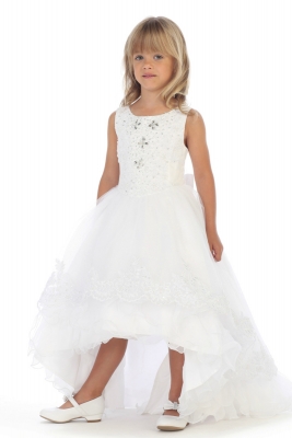 Girls Dress Style DR5207 - Satin and Tulle High Low Dress in Choice of Color