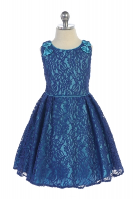 Girls Dress Style DR3097 - Lace and Charmeuse Dress in Choice of Color