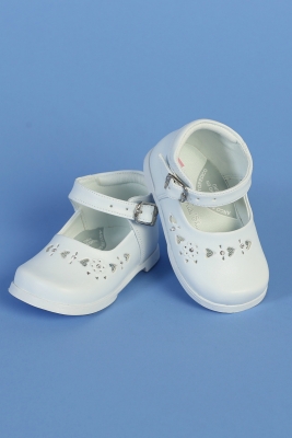 Girls Infant-Toddler Shoe Style SH637- Leather Mary Jane Shoes with Heart Design in Choice of Color