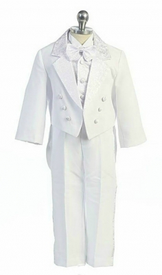 Boys Suit Style TX100- 5 Piece Suit Set with Paisley Bow Tie and Vest