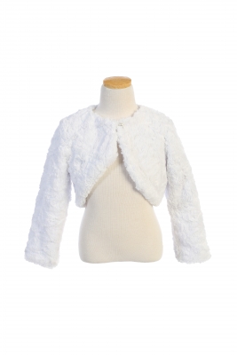 White Girls Faux Fur Long Sleeve Jacket