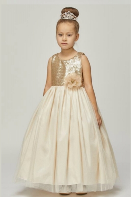 Girls Dress Style 1204 - Sleeveless Sequin Organza and Tulle Dress in Choice of Color