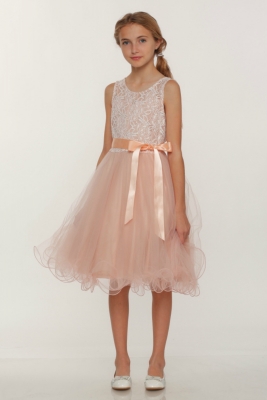 blush pink lace flower girl dress