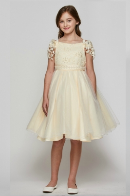 Girls Dress Style 9021 - Short Sleeve Short Party Dress in Choice of Color