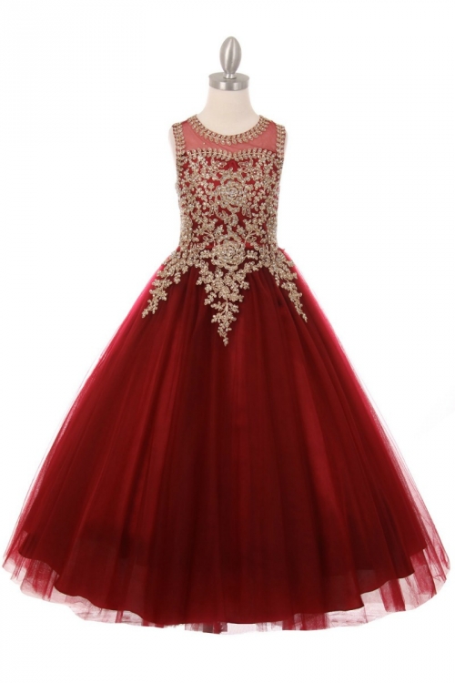 CC_5041BUR - Burgundy Beaded Gown with Keyhole Back - Pageant Dresses for Girls - Flower Girl Dresses - Flower Girl Dress For Less CC_5041BUR - Burgundy Beaded Gown with Keyhole Back - Pageant Dresses for Girls - Flower Girl Dresses - Flower Girl Dress For Less