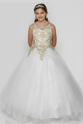 Girls Dress Style 5041 - Beaded Gown with Keyhole Back in Choice of Color
