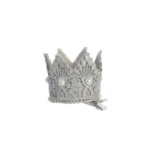 Adorable Silver Birthday Princess Lace Crown Hair Clip