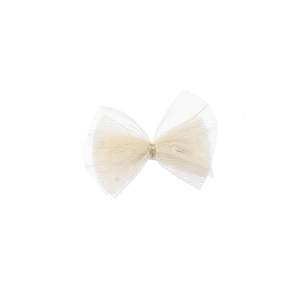 Ivory Shimmery Mesh Pearl Bow Hair Clip