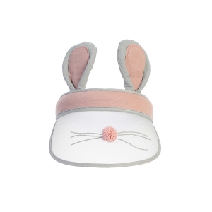 Gray Plush Bunny Ear Visor