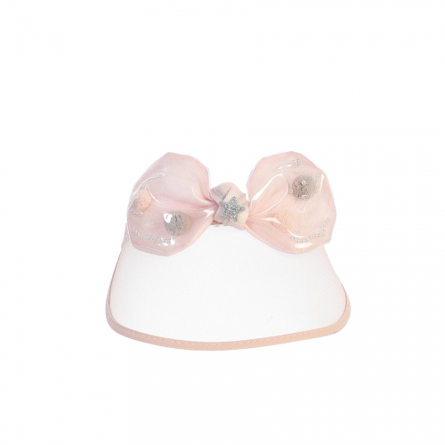 Blush Pom Pom Bow Visor