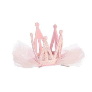 Pink Glittery Princess Crown Hair Clip