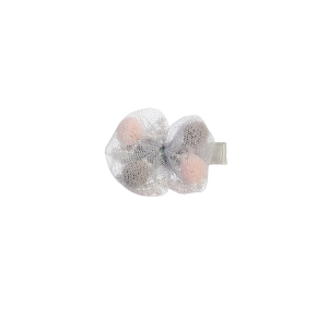 Gray Pom Pom Bow Hair Clip