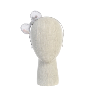 Gray Pom Pom Bow Hairband