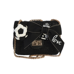 Black Tweed Purse with a bow