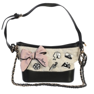 Nude Tweed Cross Body Tote Bag