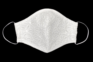 White Floral Eyelet Face Mask