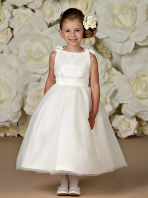 Designer Flower Dresses Joan Calabrese Style 29361 Sleeveless Satin Illusion Dress