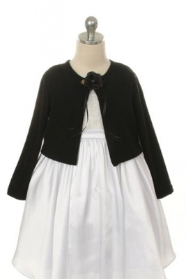 Black Long Sleeved Cardigan with Flower Detail