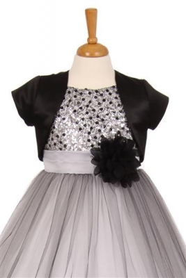 Black Short Sleeve Satin Bolero