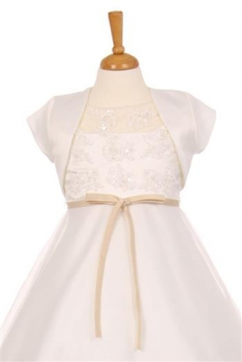 Ivory Short Sleeve Satin Bolero