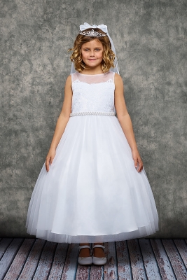 White Venetian Lace Illusion Dress