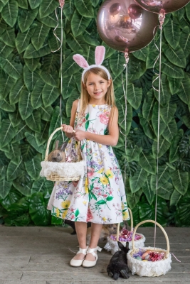 Sleeveless Botanical Flower Cotton Dress