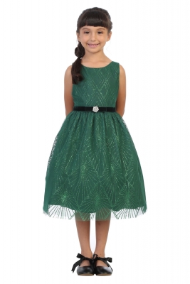 Green Glitter Diamond Art Deco Dress