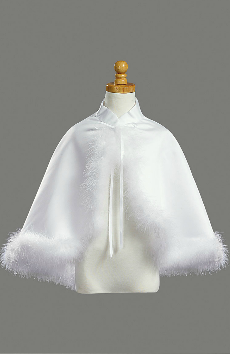 Girls Satin Cape with Marabou Style 1033