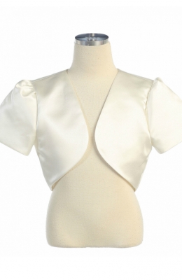 Ivory Short Sleeved Satin Bolero Style 9303