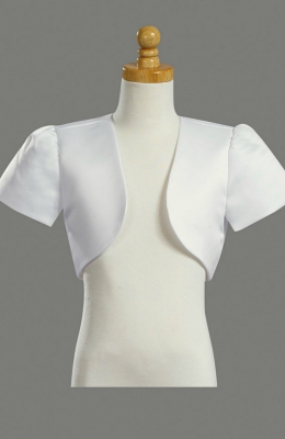White Short Sleeved Satin Bolero Style 9303