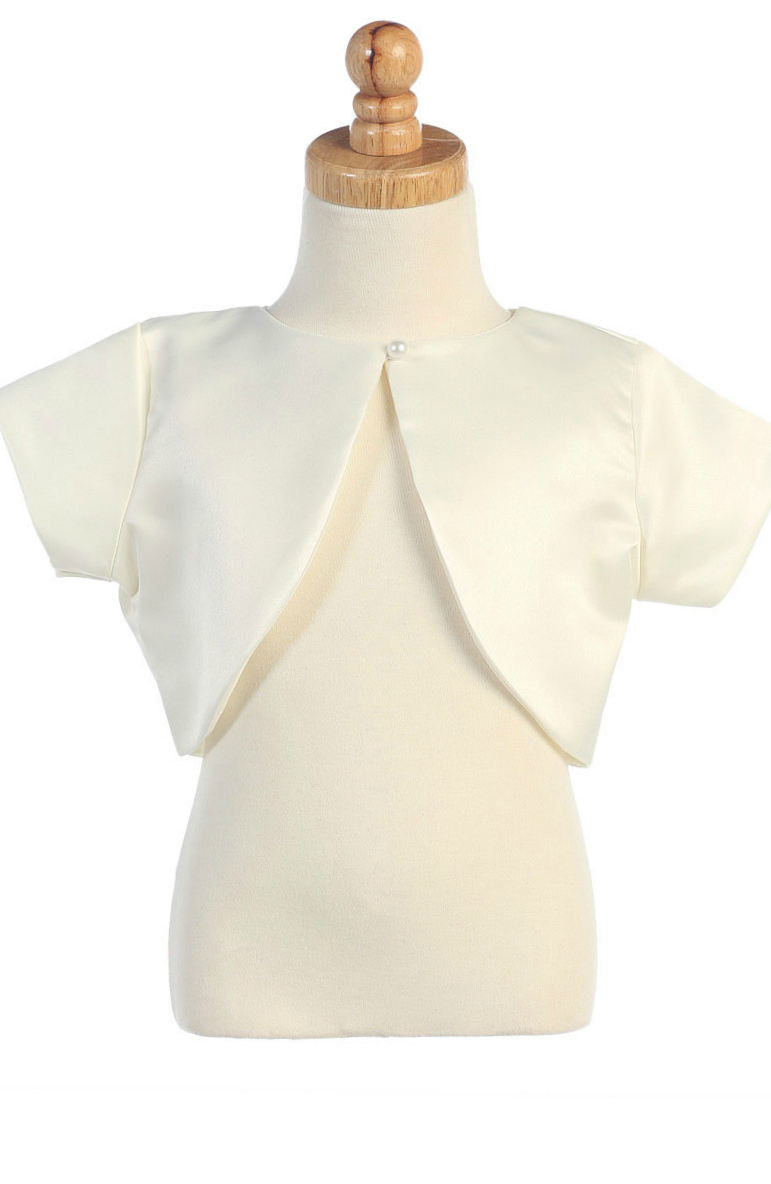 Ivory Short Sleeved Satin Bolero Style 9306