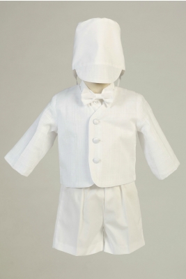 Boys Baptism and Christening Outfit Set Style ALEXANDER- WHITE Cotton Plaid Eton Short Set
