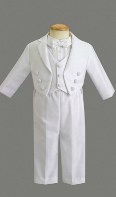 SALE JEFFREY- Long Sleeved Tuxedo with Pique Vest White Size 3-6 Months