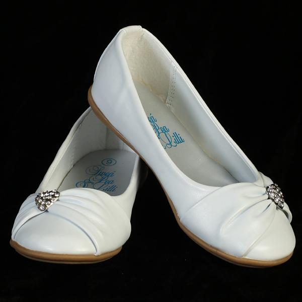 SALE -  White Ballet Slipper with Rhinestone Heart