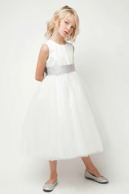 Flower Girl Dress Style 5700- White or Ivory Dress with Choice of Sash