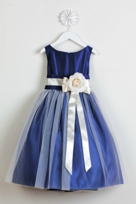 Girls Dress Style 402- ROYAL BLUE Sleeveless Satin and Tulle Dress