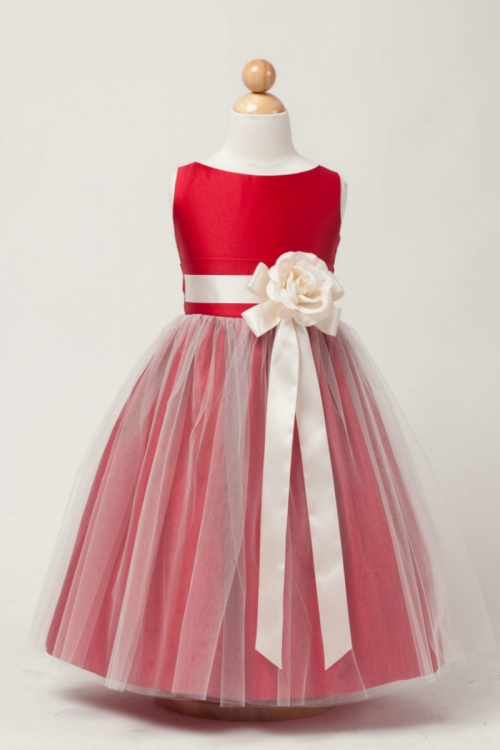 sachin and babi light blue dress SK_402R - Girls Dress Style 402- RED- Sleeveless Satin and Tulle Dress -  See All Dresses - Flower Girl Dresses
