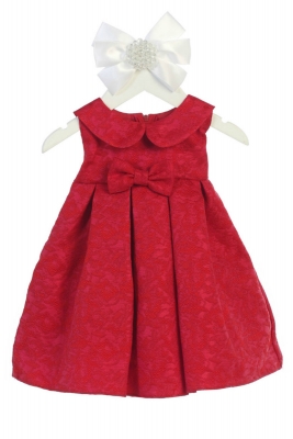 Crimson Red Knee Length Flower Girl Dress