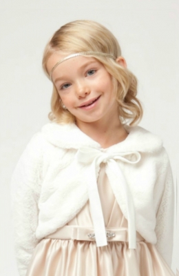 Girls Jacket Style C35- Ribbon Faux Jacket in Ivory