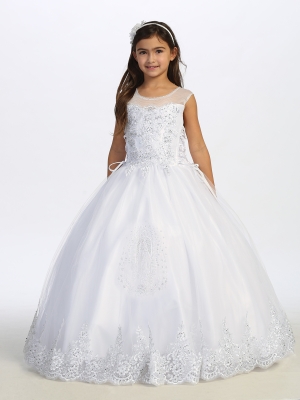 Gorgeous Sleeveless Maria Embroidered Gown with Silver Lace Details