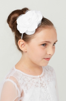 Headband Style 194- Single Flower Headband with Pearl and Rhinestone Accent