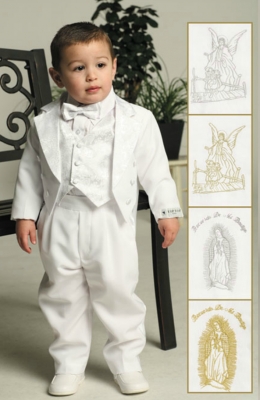 Boys Suit Style 4004- WHITE 5 Piece Communion-Baptism Tuxedo Set