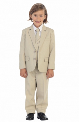 Boys Suit Style 4008- Boys 5 Piece Suit in Khaki