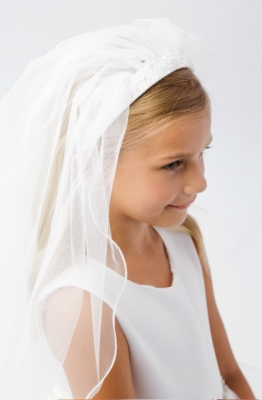 First Holy Communion Headband with Veil- Style 713- Choice of Color